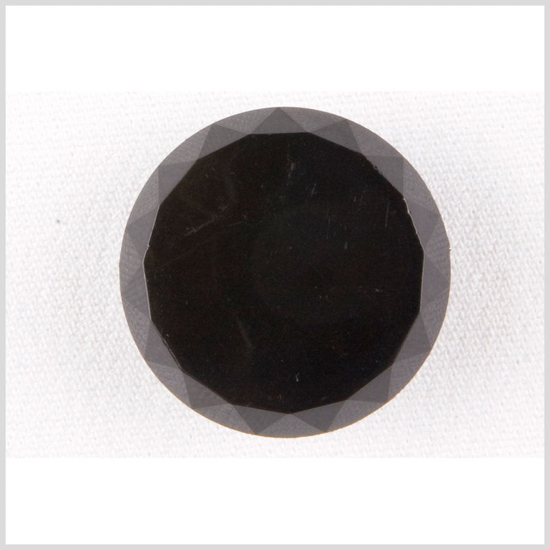 Plastic Shank Back Button - 40L/25.5mm - Black Faceted Edge