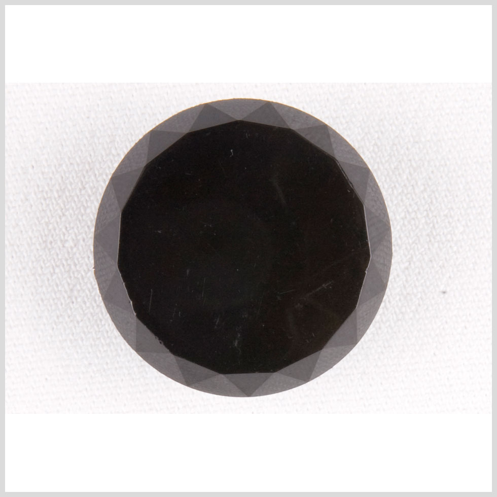 Plastic Shank Back Button - 48L/30.5mm - Black Faceted Edge