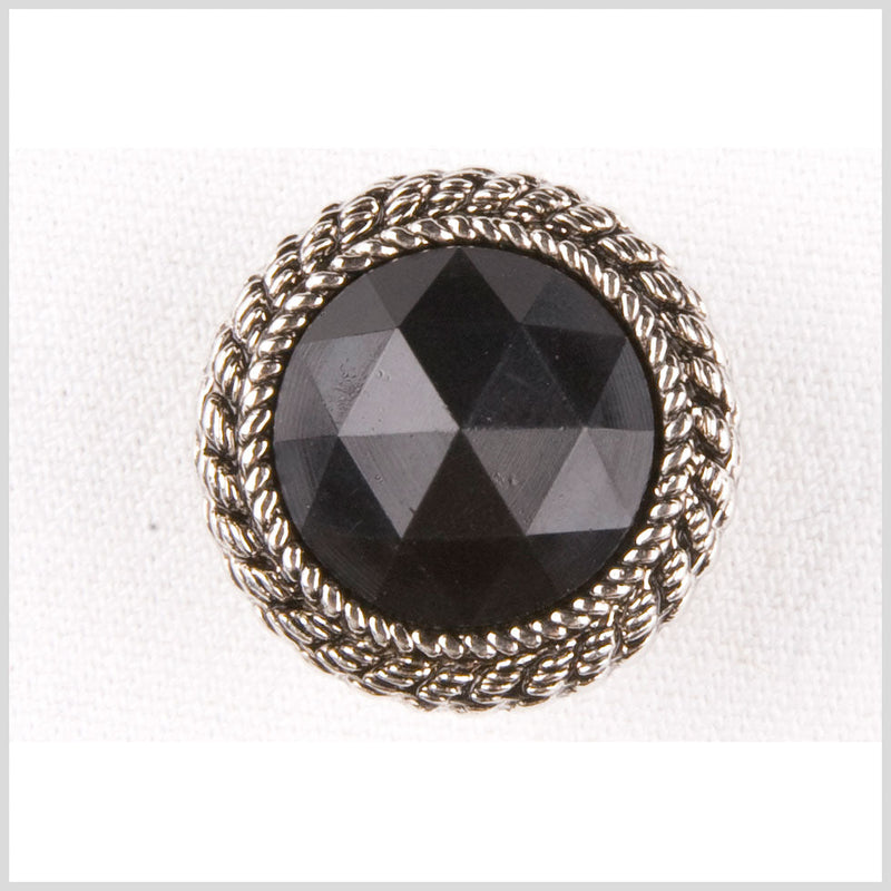 Black and Silver Plastic Button - 40L/25.5mm