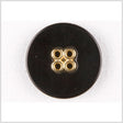 Plastic 4-Hole Button - 28L/18mm - Black with Gold Metal Holes