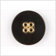Plastic 4-Hole Button - 36L/23mm - Black with Gold Metal Holes