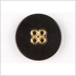 Plastic 4-Hole Button - 44L/28mm - Black with Gold Metal Holes