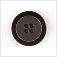 Plastic 4-Hole Button - 44L/28mm - Black Ribbed Rim and Gold Inlay