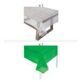 White Lace-Printed & Light Pink Rectangle Disposable Plastic Tablecloth Kit - 2 Pc.