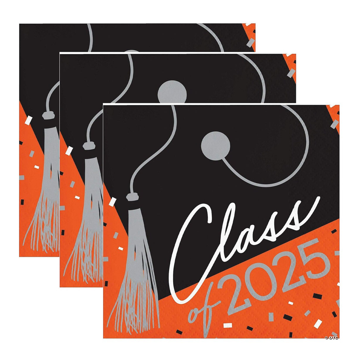 Class of 2025 Orange Graduation Beverage Napkins – 108 Count | School Spirit Collection