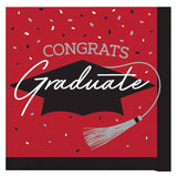 Creative Converting School Spirit Red Graduation Beverage Napkins – 108ct