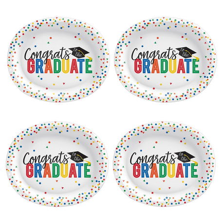 12" Congrats Grad Oval Paper Dinner Plates 20 Count