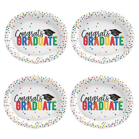 12" Congrats Grad Oval Paper Dinner Plates – 20ct