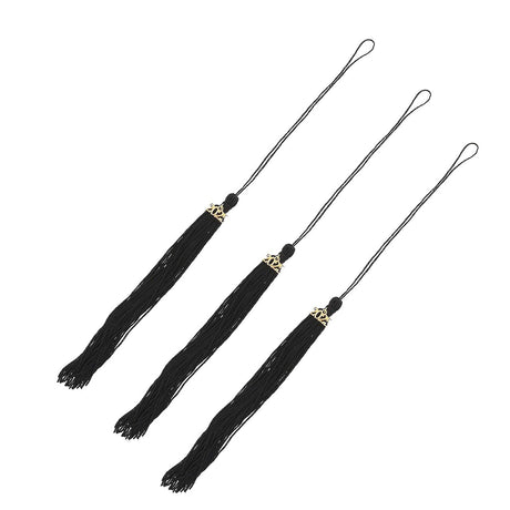 8" Black 2025 Polyester Graduate Mortarboard Tassels - 12 Pc.