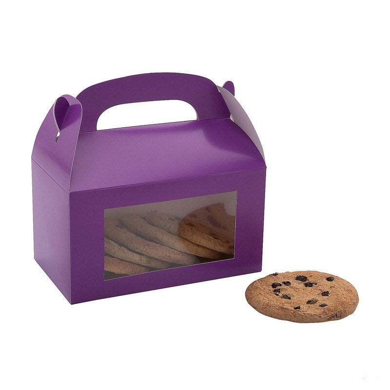 6" x 7" Purple Cardstock Treat Boxes with Display Window - 12 Pc.