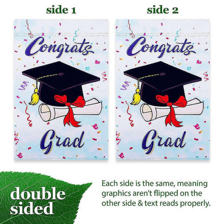 G128 Happy Graduation Garden Flag – 12" x 18", Double-Sided
