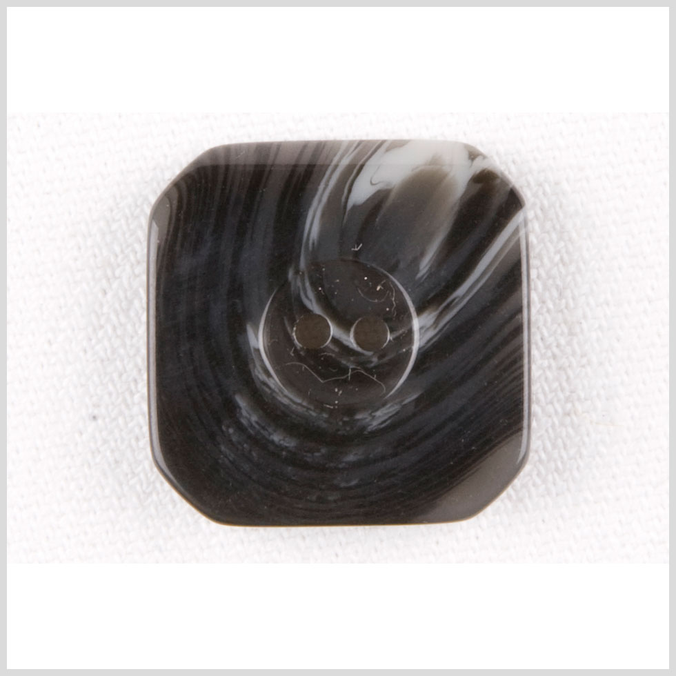 Square Plastic 2-Hole Button - 36L/28mm - Black and White Swirls