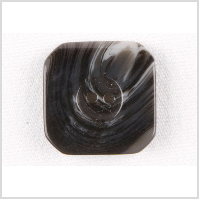 Square Plastic 2-Hole Button - 36L/28mm - Black and White Swirls