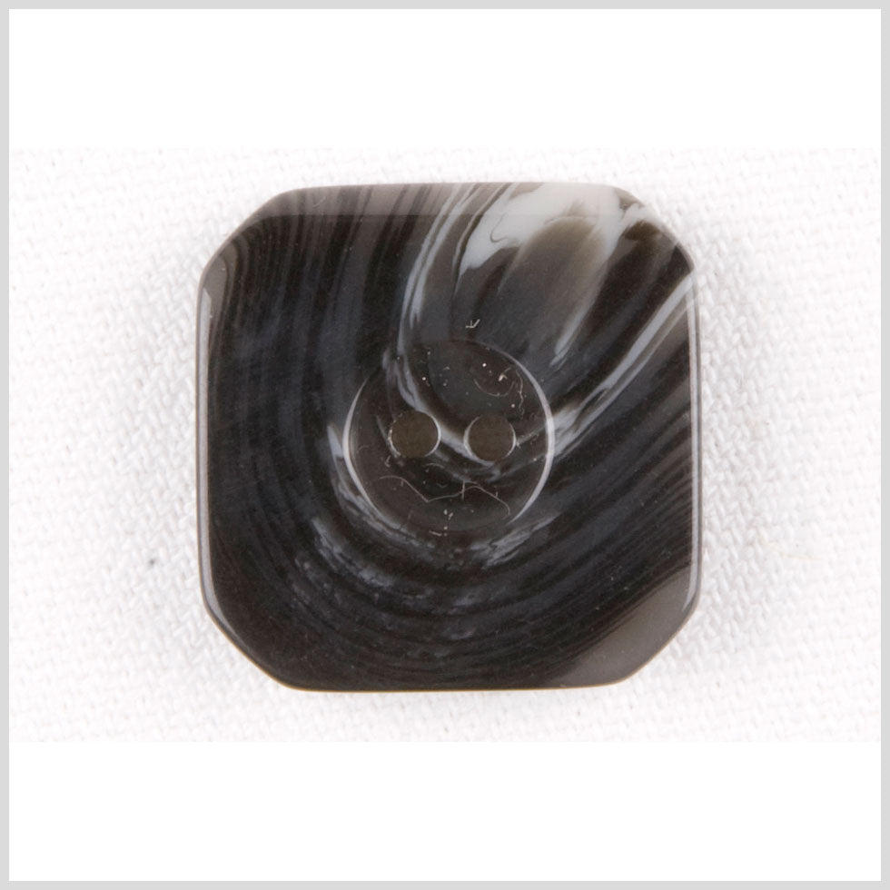 Square Plastic 2-Hole Button - 34L/21.5mm - Black and White Swirls