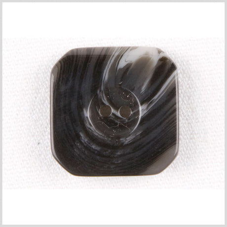 Square Plastic 2-Hole Button - 34L/21.5mm - Black and White Swirls