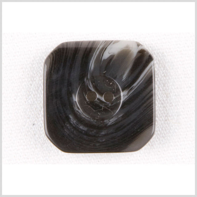 Square Plastic 2-Hole Button - 34L/21.5mm - Black and White Swirls