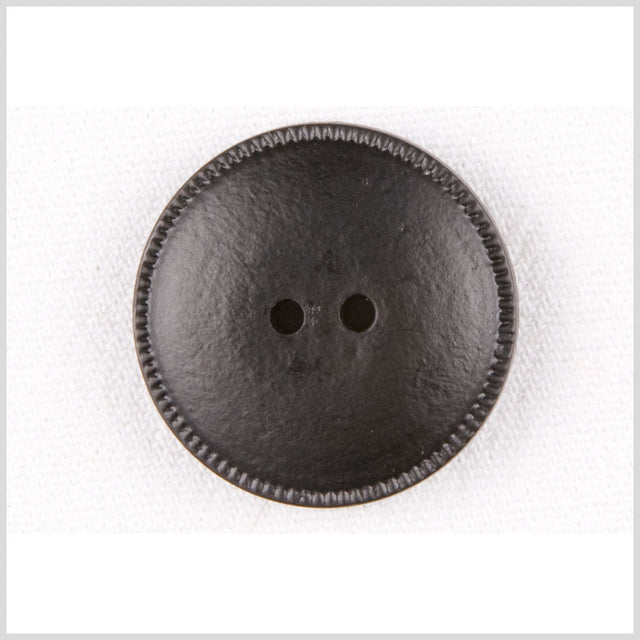 Plastic 2-Hole Button - 42L/27mm - Black Faux Leather Low Convex and Pie Crust Rim