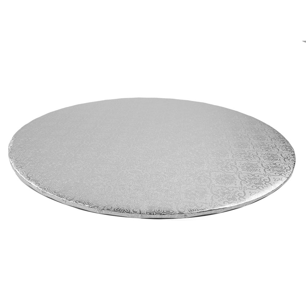 O'Creme Round Silver Cake Board, 14" x 1/4" High, Pack of 10