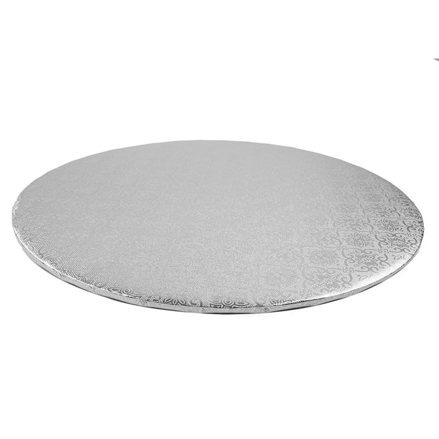 O'Creme Round Silver Cake Board, 14" x 1/4" High, Pack of 10