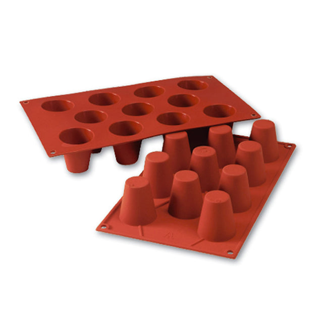 Silikomart Flexible Silicone Non-Stick Bakeware Baba Mold 1.7 Oz, 1.77" Diam. x 1.89" Deep, 11 Cavities