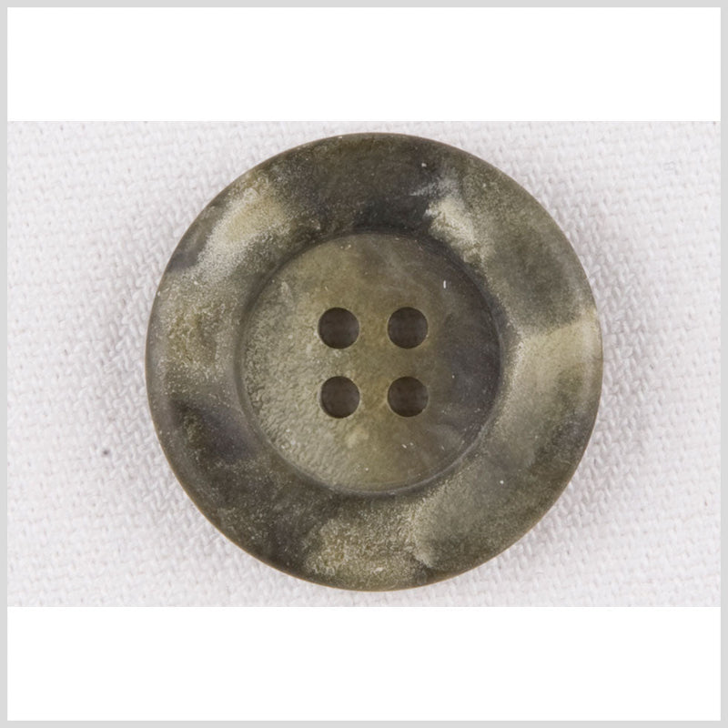 Plastic 4-Hole Button - 40L/25.5mm - Olive Green Mottled Shimmer