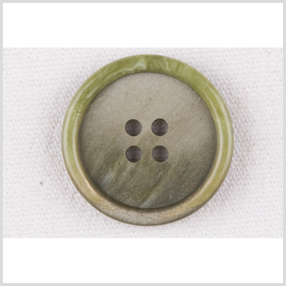 Plastic 4-Hole Button - 36L/23mm - Lime Green and White Swirls Rolled Rim
