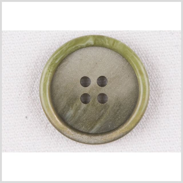 Plastic 4-Hole Button - 36L/23mm - Lime Green and White Swirls Rolled Rim