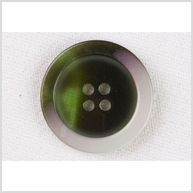 Plastic 4-Hole Button - 36L/23mm - Translucent Green, Purple and White Swirls