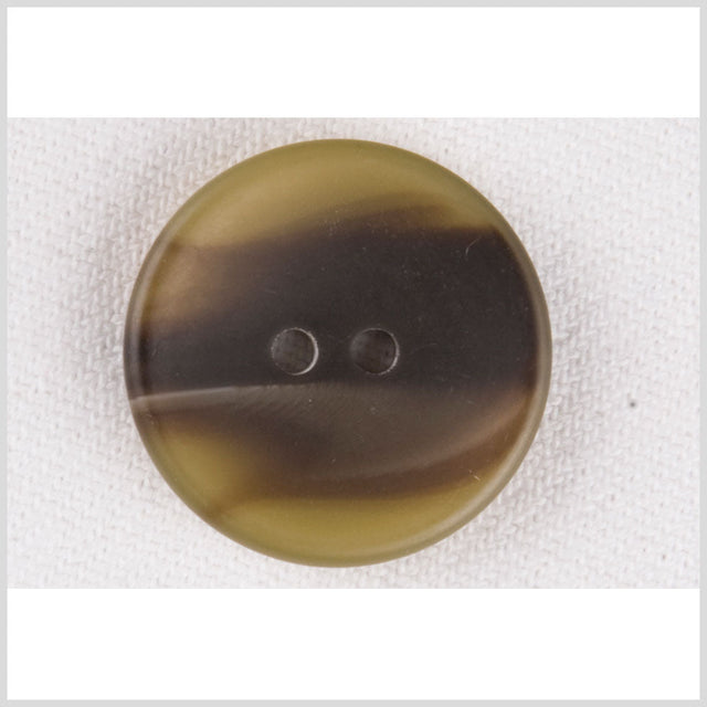Plastic 2-Hole Button - 24L/15mm - Olive Green and Dark Brown Drifting Smoke