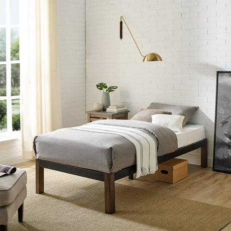 Mainstays Metal Bed Frame with Wood Legs, Black, Twin