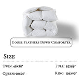Three Geese Cal King Size Goose Feather Down Fiber Comforter - Ultra Soft All-Season Down Duvet Insert Fluffy Baffle Box Design with 8 Corner Loops for Warmth and Softness.