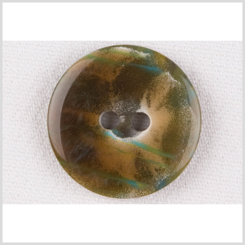 Plastic 2-Hole Button - 40L/25.5mm - Blue, Green and Beige Abstract