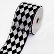 2 1/2" Polyester Diamond Harlequin Ribbon - 10 Yards (White/Black)