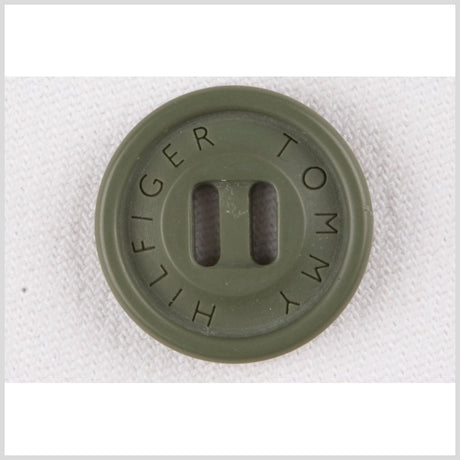 Plastic Slot 2-Hole Button by Tommy Hilfiger - 28L/18mm - Dark Sage Green Designer Logo