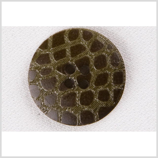 Plastic 4-Hole Button - 36L/23mm - Olive Green Etched Alligator Skin