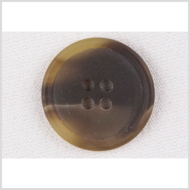Plastic 4-Hole Button - 28L/18mm - Olive Green and Dark Brown Swirls