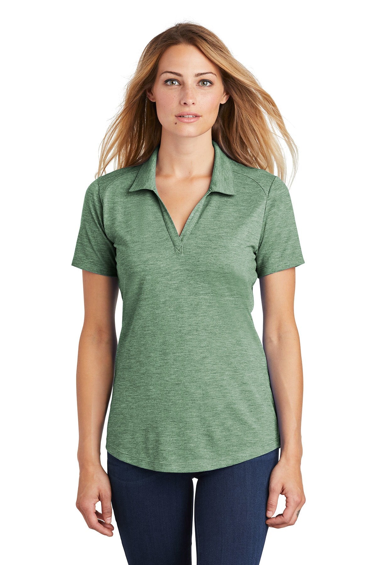 Sport-Tek® Women's PosiCharge Tri-Blend Wicking Collared Short Sleeve Polo