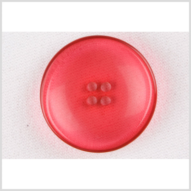 Plastic 4-Hole Button - 44L/28mm - Translucent Bright Pink