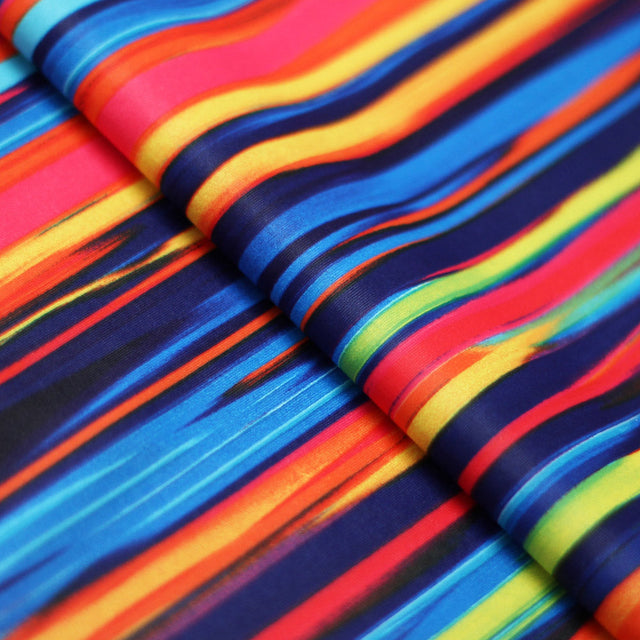 Sweet Stripes Polyester Spandex Fabric - Multicolor Stripes, 58/60" Width, 200 GSM, Four-Way Stretch (1 Yard)