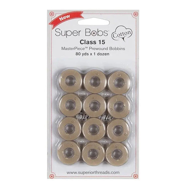 Cotton Pre-Wound Bobbins Parchment Class 15 12 Pack