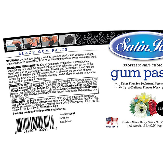 Satin Ice Black Gum Paste 2 Lbs