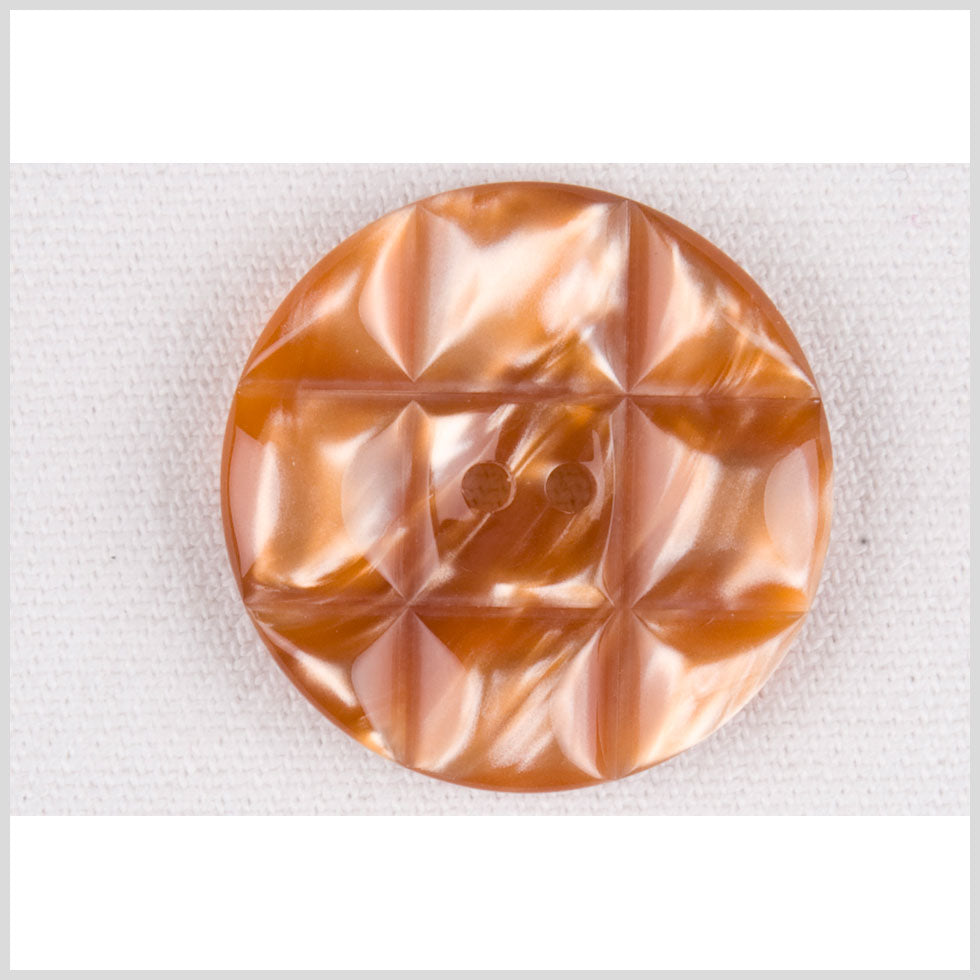 Plastic 2-Hole Button - 44L/28mm - Pearlescent Orange Quilted Texture