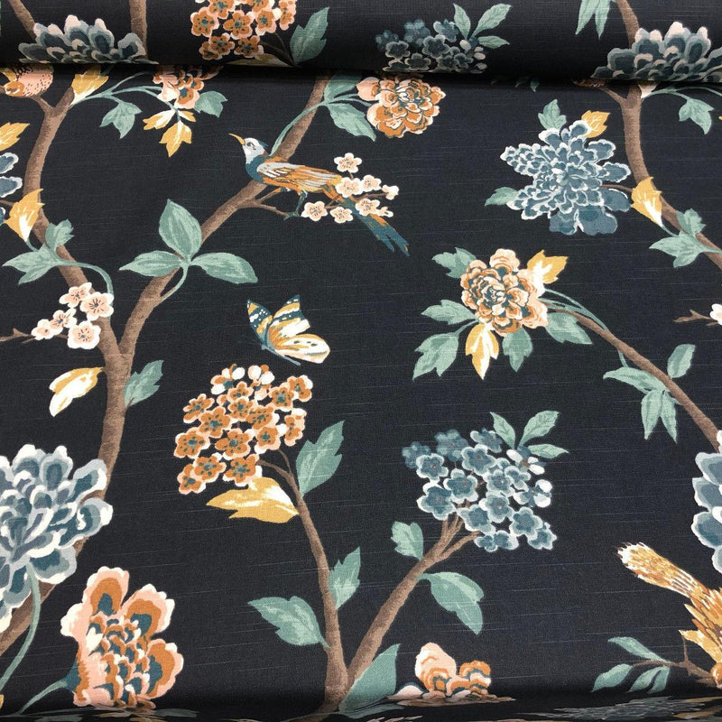 Dwell Studio Helene Floral Admiral 100 Percent Cotton Fabric - Navy Floral, 55" Width (1 Yard)