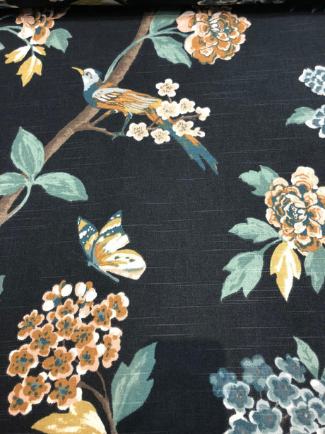 Dwell Studio Helene Floral Admiral 100 Percent Cotton Fabric - Navy Floral, 55" Width (1 Yard)