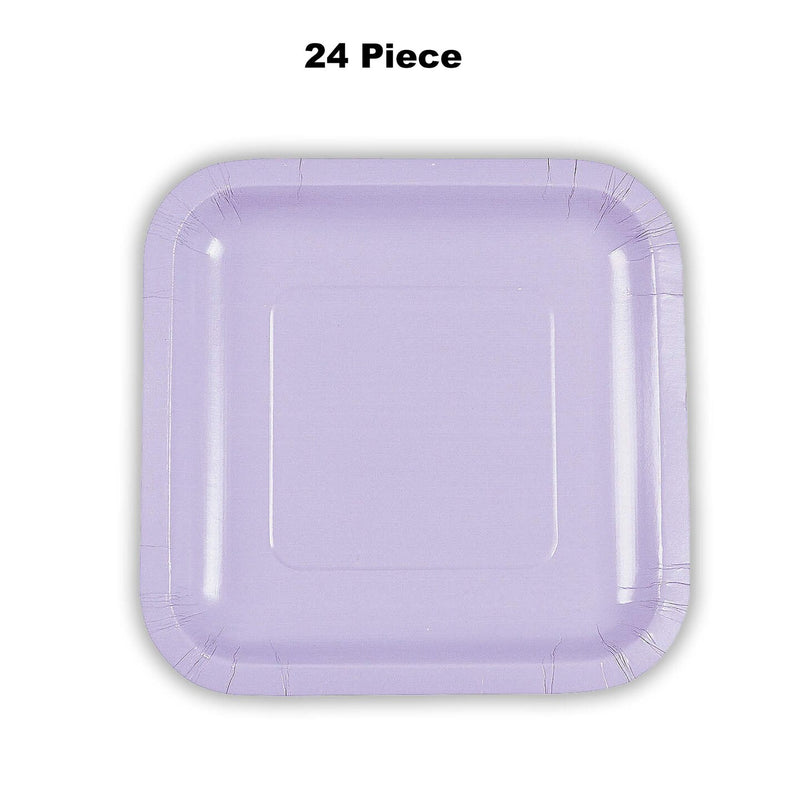 24 Count Lavender Square Paper Dessert Plates for Birthday Baby Shower Bridal Wedding Party Easy Cleanup 7 Inch