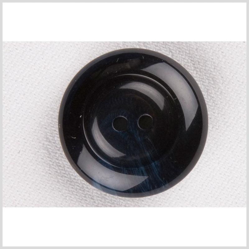Plastic 2-Hole Button - 32L/20mm - Glossy Navy Blue Swirls