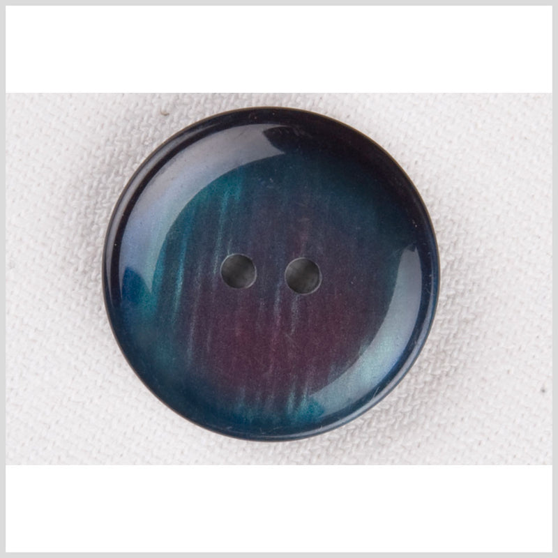 Plastic 2-Hole Button - 36L/23mm - Navy, Aqua Blue and Purple Iridescent Shimmer