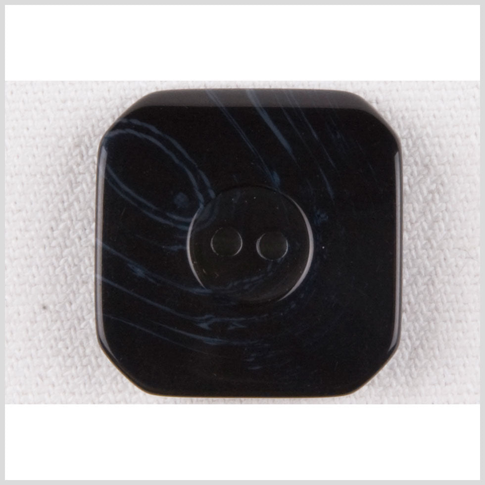 Square Plastic 2-Hole Button with Cropped Corners - 40L/25.5mm - Navy Swirls