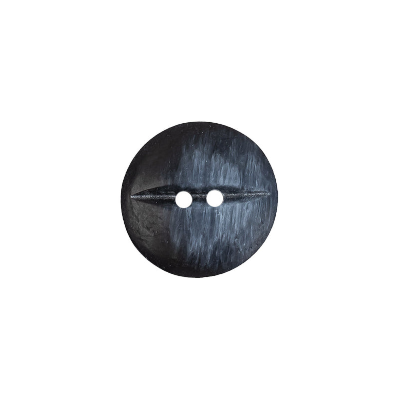 Navy 2-Hole Plastic Button with Needle Channel - 24L/15mm