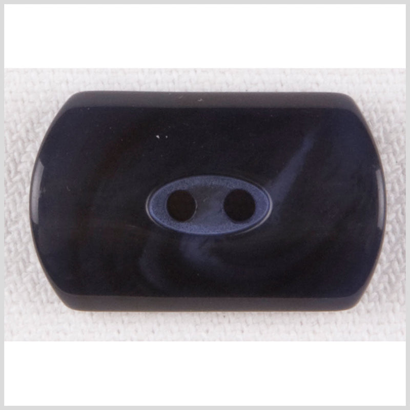Rounded Rectangular Plastic 2-Hole Button - 36L/23mm - Navy Blue Swirls